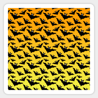 Orange yellow black bats Halloween pattern Sticker